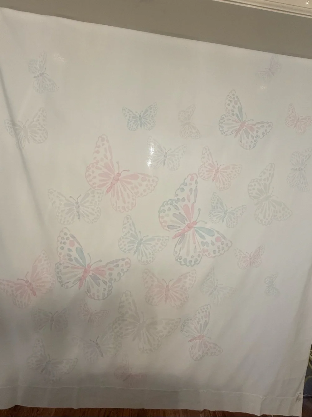 Pottery Barn Kids Butterfly Shower Curtain Whimsical Pastel Cottagecore Feminine